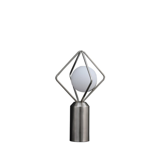 19.5&quot;In Ernst Modern Monoclinic Pendeloque Silver Metal Table Lamp