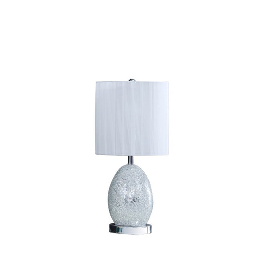 20&quot;In Niels Silver Mirror Glass/Metal Table Lamp W/ Nightlight